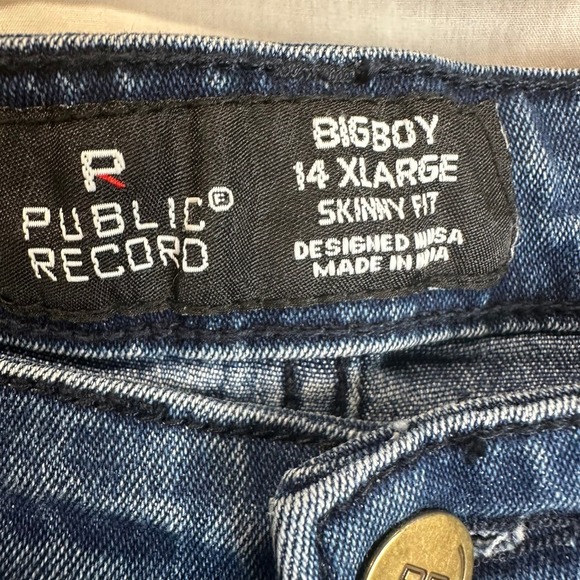 Public Record Skinny Fit Jeans Big Boy 14‎ XL Ripped Blue Medium Wash - Picture 8 of 10